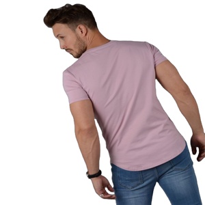 2024 nouveau t-shirt long coupe ajustée pour hommes-95% coton, 5% élasthanne, goutte plus longue, ourlet incurvé - Product Image 3