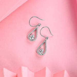 Compre Pendientes Colgantes de Plata de Ley 925 de Primera Calidad con Forma de Gota y Flor para Mujeres y Niñas, Pendientes Colgantes de Oro de 18k para Bodas - Product Image 2