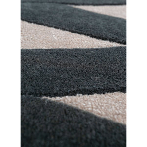 Jaipur Wunderkammer Grey & Black Geometric Pattern Hand Tufted Wool & Viscose Rugs Top-9061 Plush <b>Carpet</b> for Home Exhibition Use - Product Image 3