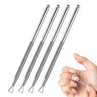 Lot de 4 repousse-cuticules réutilisables en acier inoxydable à double extrémité pour ongles des mains et des pieds