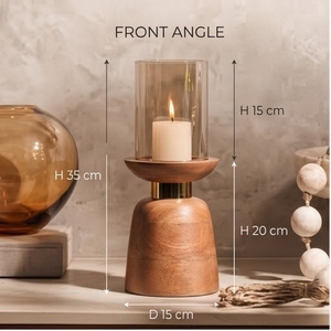 Porte-bougie en bois de manguier fait main, très demandé pour Noël, les mariages et la maison/bureau - Taille et forme personnalisables - Product Image 3