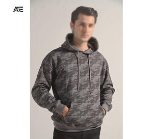 Low MOQ <b>Grey</b> Camo Pullover Hoodie Unisex Camouflage Pullover Distress hoodies <b>Sweatshirt</b> Streetwear Hoodie Wholesale - Product Image 1