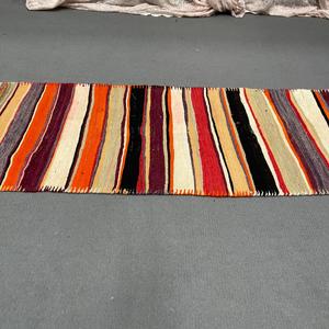 2.8x12.2 ft Vintage Rug, Turkish <b>Runner</b> Rug, <b>Red</b> Animal Print Wool Rug - Product Image 5