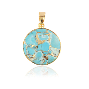 Factory Wholesale Mohave Copper Turquoise Fashionable Statement Pendant 24k Gold Plated <b>Boho</b> Pendant for <b>Necklace</b> Making Jewelry - Product Image 1