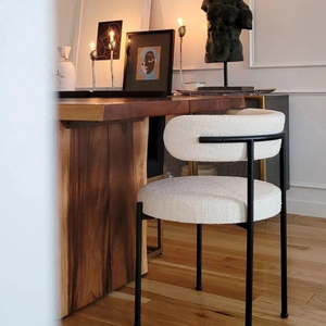 Silla de comedor sin brazos tapizada moderna de lujo con marco de metal para muebles de comedor, cocina, restaurante y hotel - Product Image 4