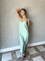 Robe longue de maternité élégante en lin/coton de haute qualité, style simple, lavable, à fines bretelles, sans manches, coupe trapèze