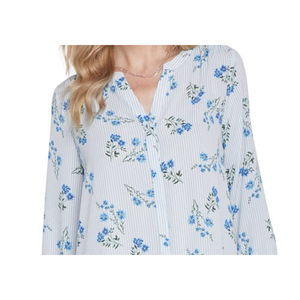 เสื้อเบลาส์ทรงหลวมพิมพ์ลายดอกไม้ยาว รุ่น Nydj X-Large ผ้าเครประบายอากาศได้ดี ผ้าลินินชีฟอง เหมาะสำหรับใส่ทำงานในฤดูใบไม้ผลิ/ฤดูร้อน - Product Image 2