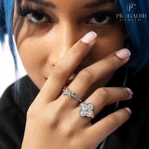 Bague élégante fleur rose en argent sterling 925 avec accents de diamant CZ Bague de promesse parfaite pour femmes et filles - Product Image 6