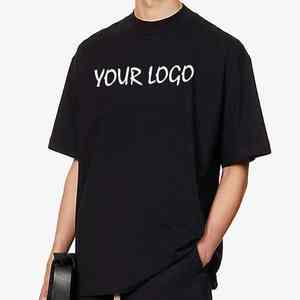 เสื้อยืดผ้าฝ้าย100% เปิดไหล่โอเวอร์ไซส์สำหรับผู้ชายเสื้อแนวสตรีทผ้าถักแบบเฮฟวีเวตระบายอากาศได้ดีดีไซน์เรียบระบบดิจิตอลสำหรับฤดูใบไม้ผลิ - Product Image 4