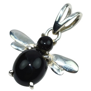 Pendentif en forme d'abeille en Onyx noir 925, bijoux en argent 925 - Product Image 1