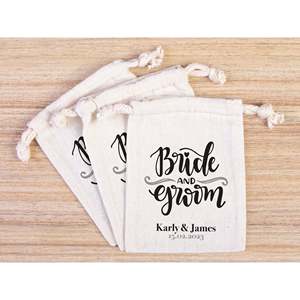 Sacs en coton personnalisés avec nom pour kit de récupération mariés – Cadeaux de fête de bachelorette - Product Image 2
