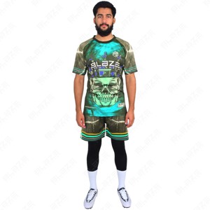 เสื้อรักบี้ผ้าโพลีเอสเตอร์แบบกำหนดเองชุดฝึกวินเทจระบายอากาศได้พร้อมเสื้อยืดกางเกงขาสั้นเสื้อฟุตบอล100% - Product Image 1