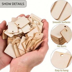 Rectangular Wooden Keychain Pendant Unique Handicraft for Home Christmas Decoration <b>Blank</b> Keychain Supply - Product Image 4