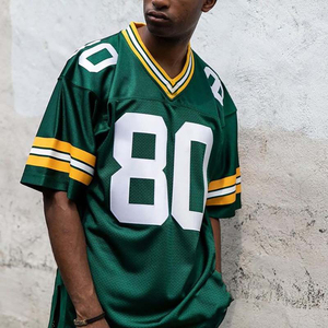 Camiseta de malla con cuello en V de alta calidad, camiseta de malla con estampado de pantalla personalizado, camiseta de fútbol, ropa de calle, camisetas de malla para hombres - Product Image 3