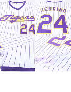 Logotipo cosido personalizado, nombre y número, cuello en V, camiseta de béisbol para hombres, mujeres, jóvenes, ropa deportiva transpirable a rayas - Product Image 6