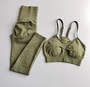 Conjunto de ropa deportiva transpirable para gimnasio para mujer, sujetador de Yoga con patrón sólido y mallas de cintura alta, trajes deportivos para entrenamiento y Fitness - Product Image 5