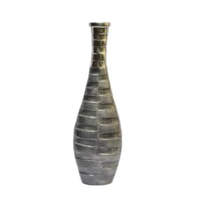 Florero de Metal caro, acabado martillado de plata brillante para decoración del hogar, escritorio, piso, escaparate, macetas, jarrón de Metal - Product Image 6