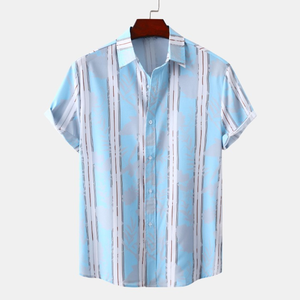 เสื้อเชิ้ตผ้าฝ้ายพิมพ์ลายฤดูร้อนสำหรับผู้ชายแขนสั้นติดกระดุมปกเสื้อแบบลำลองน้ำหนักเบาสวมใส่ได้ทุกวัน - Product Image 2