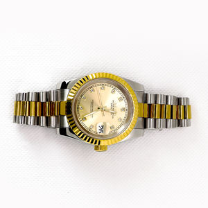 Reloj Mecánico Automático Cronógrafo Ajustable de Lujo para Hombre, con Diamantes y Gemas en Dos Tonos, Precio de Mayoreo - Product Image 6