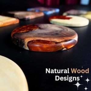 Best Theme Design Wood <b>Epoxy</b> <b>Table</b> Coaster Best for Parties and Other Functions Tableware Decorative Beast Design Coaster - Product Image 4