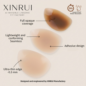 XINRUI OEM Couvre-mamelons en silicone personnalisés avec logo, réutilisables, invisibles, coussinets de poitrine, directement de l'usine - Product Image 2