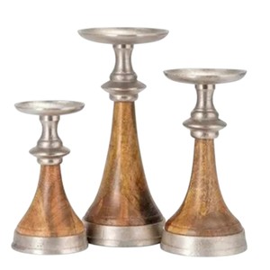 Metal Decorative Pedestal Stand Set of 2 Gold Finish Modern Cone Shape <b>Candle</b> <b>Holder</b> or Display Stand for Home Decor - Product Image 1