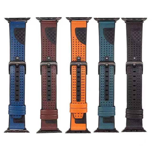38mm 42mm 49mm Watch Band Leather Splicing Silicone Smart Watch Strap for apple Watch  38/40/42 /44mm