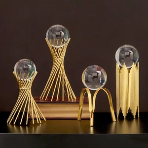 Pièce maîtresse de boule de verre d'or de luxe pièce maîtresse de Table Unique pour la maison intérieur bureau affichage fête événement cadeau Sculpture - Product Image 4