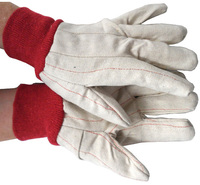 Gant pour homme en toile à double paume en coton de 20 oz avec motif de clute de poignet en tricot rouge Gant de résistance à la chaleur du pouce droit