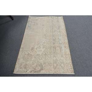 Alfombra Turca Vintage Pequeña de 2.4x3.9 pies, Alfombra de Lana con Estampado Animal Marrón - Product Image 5