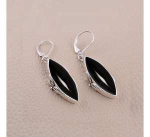 2025 impresionantes pendientes de diseño de plata esterlina ónix negro forma de marquesa piedra preciosa elegante joyería fina hecha a mano para boda - Product Image 5