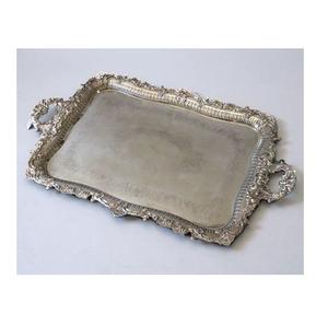 Bandeja redonda de gran calidad de estilo vintage, bandeja de servicio de estilo europeo de latón metálico, diseños grabados en relieve, bandejas decorativas - Product Image 2