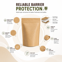 Sacs d'emballage alimentaire refermables en papier kraft écologique, biodégradables et recyclables, avec fermeture éclair, design personnalisé pour les entreprises