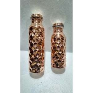 Juego de Botellas de Cobre Martillado con Diamantes, Botella de Agua Premium 100% Cobre Puro, Saludable e Higiénico, con Tapas Herméticas - Product Image 1