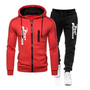 Ensemble de survêtement à capuche et fermeture éclair deux pièces sweat à capuche unisexe pantalon de jogging vêtements de sport décontractés en coton tenue de course à pied d'entraînement de gymnastique tendance - Product Image 3