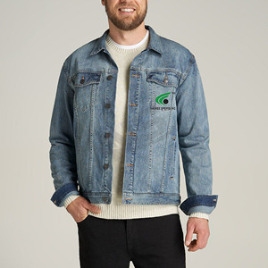 Veste en jean vintage d'hiver de haute qualité pour hommes, vêtements d'extérieur décontractés en coton avec impression de logo sur le devant, couleur unie, service personnalisé OEM - Product Image 4