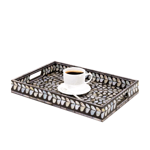Bandeja con incrustaciones de madera y hueso respetuosa con el medio ambiente 100%, bandeja y caja de MDF, bandeja de acabado clásico, bandeja al por mayor para el hogar, Hotel y restaurante - Product Image 2
