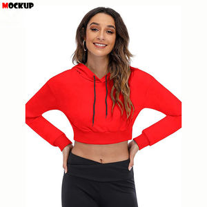 Sudadera con capucha corta para mujer, sudadera corta elegante para mujer, sudaderas con capucha de invierno con logotipo frontal, venta al por mayor, patrón sólido, ropa de otoño - Product Image 4