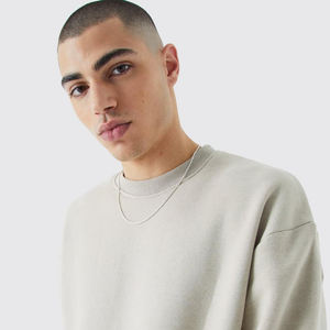 Sudadera extragrande de forro polar de algodón 100% para hombre con cuello redondo y logotipo bordado personalizado para la temporada de invierno - Product Image 3