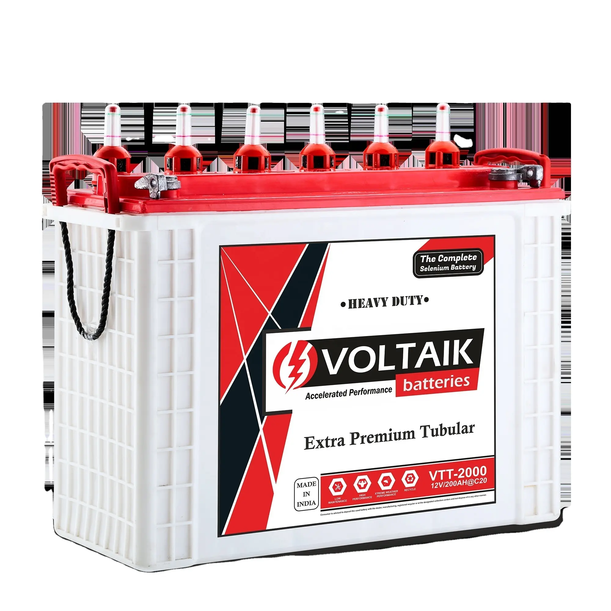 VOLTAIK Deep Cycle Tubular Battery High Quality 200AH 12 Volt PE, High Porosity Long Life Tubular Bag 3 Years Warranty 60 Kgs