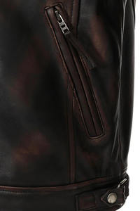 แจ็คเก็ตหนังสีน้ำตาลวินเทจสำหรับผู้ชายปี 2026 ทรงเข้ารูป แต่งไหล่แบบเย็บติด และมีซิปด้านหน้า ขายดี รับสั่งทำ - Product Image 4