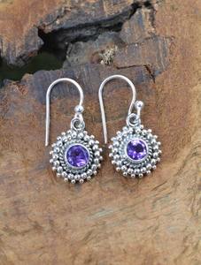 925 boucles d'oreilles classiques en argent massif bijoux pour femmes 925 argent Sterling améthyste pierres précieuses Style Boho boucles d'oreilles faites à la main cadeau - Product Image 2