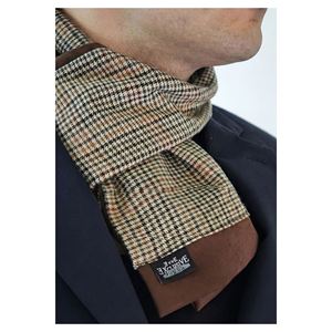 Men's Houndstooth Patterned Wool Double-Sided Shawl Corset Beige Black Brown Long Style Double-Sided Scarf - Product Image 1