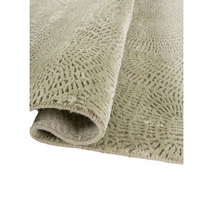 Alfombra Aprezo AKWB-3653 de Lana y Seda de Bambú Anudada a Mano, 10 mm, Rectangular, Abstracta, para el Hogar, Pasillo, Dormitorio, Color Verde, Hecha a Mano - Product Image 2