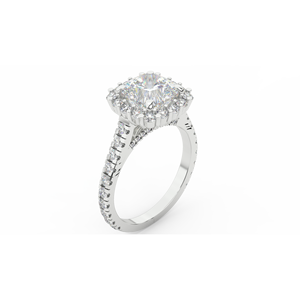 Bague en or 14K WA4 style Halo en forme de coussin avec diamant - Product Image 4