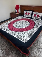 Parure de draps de mariage 3 pièces en coton gaufré floral moderne, faite à la main, non toxique, écologique, avec emballage personnalisé et imprimé diagonalement