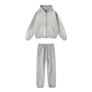 Venta directa de fábrica hombres Casual Vintage transpirable chándales 100% algodón 500GSM pulóver Sudadera con capucha pantalones de chándal invierno OEM - Product Image 1