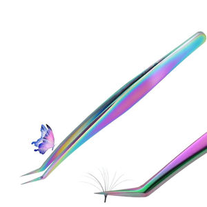 Wholesale <b>Eyelash</b> <b>Tweezers</b> Pointed Tip Curved Titanium Coated German Stainless Steel Beauty <b>Eyelash</b> <b>Tweezers</b> 5 Inch - Product Image 4