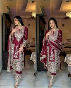 Último Diseño de Salwar Kameez Dupatta Pakistaní de Georgette Fox Pesado con Bordado de Lentejuelas de 3mm para Mujer, Exportador de Moda para Adultos - Product Image 5