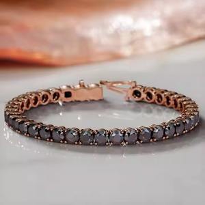 Pulsera de tenis de moissanita con diamantes negros, oro blanco amarillo, Plata chapada en rodio, Plata de ley para bodas, compromisos - Product Image 3